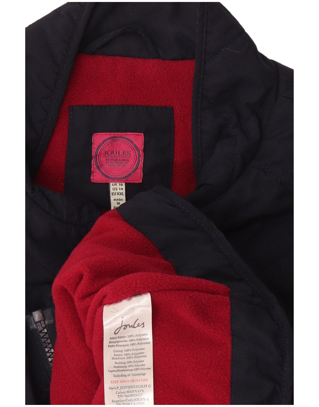 Joules Womens Quilted Gilet UK 18 XL Navy Blue Polyester