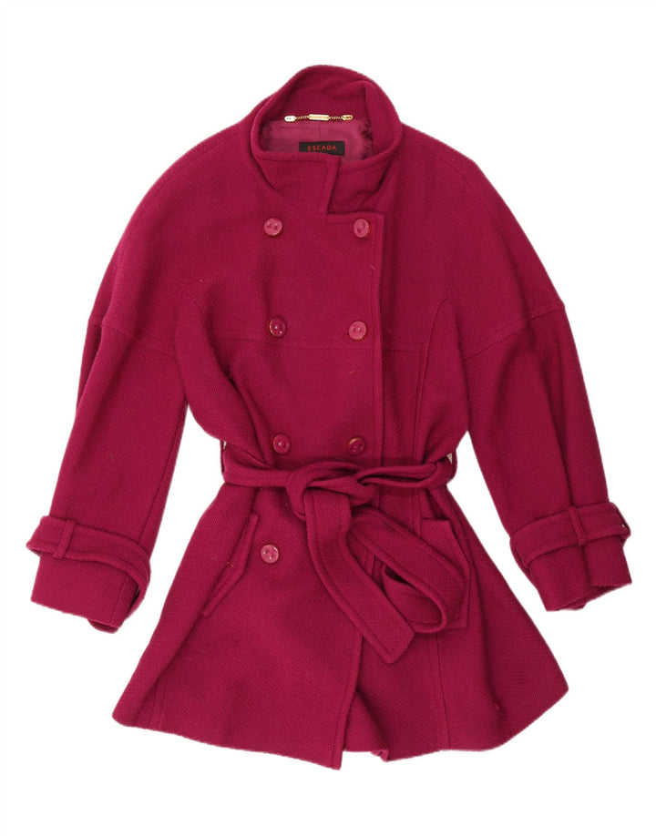Escada Womens Double Breasted Coat EU 44 XL Purple New Wool