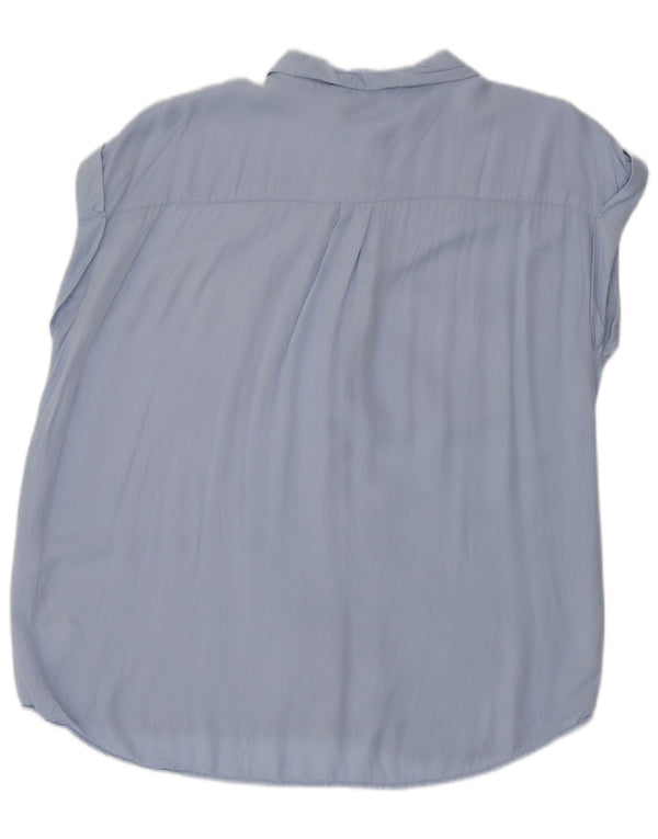 Oasis Womens Sleeveless Shirt Blouse UK 14 Large Blue Viscose