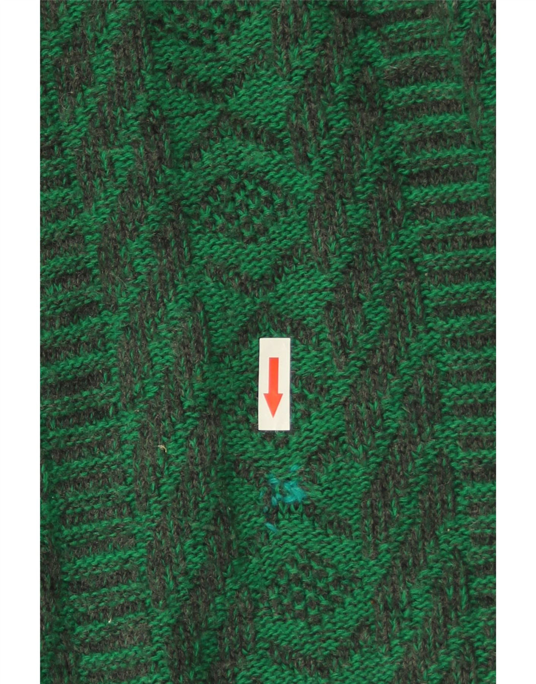 Vintage Mens Crew Neck Jumper Sweater Medium Green Geometric