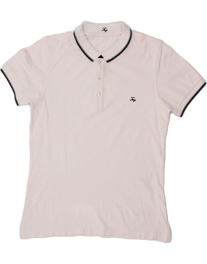 FAY Womens Polo Shirt UK 14 Medium White Cotton Vintage Fay and Second-Hand Fay from Messina Hembry 