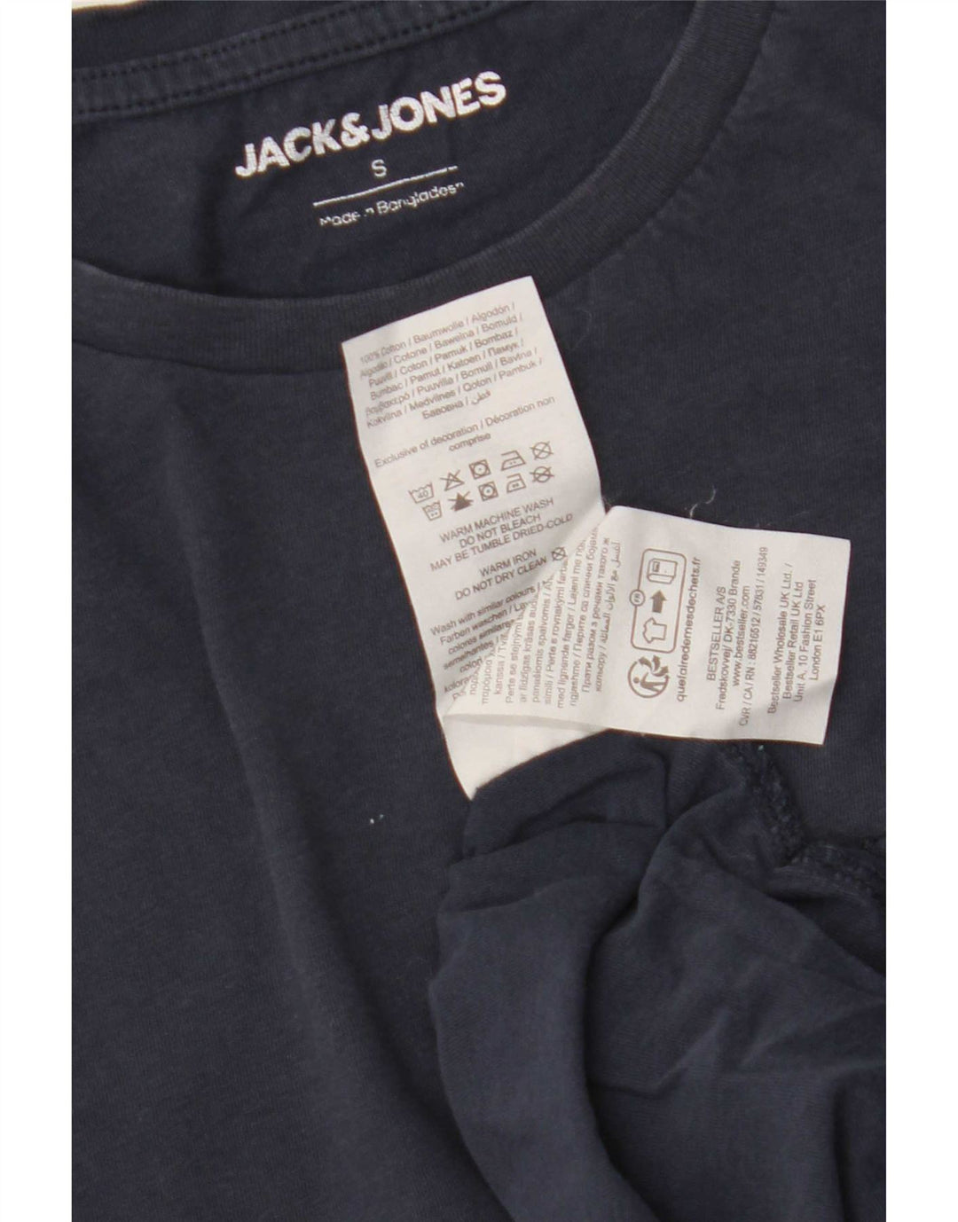 Jack & Jones Mens T-Shirt Top Small Navy Blue Cotton