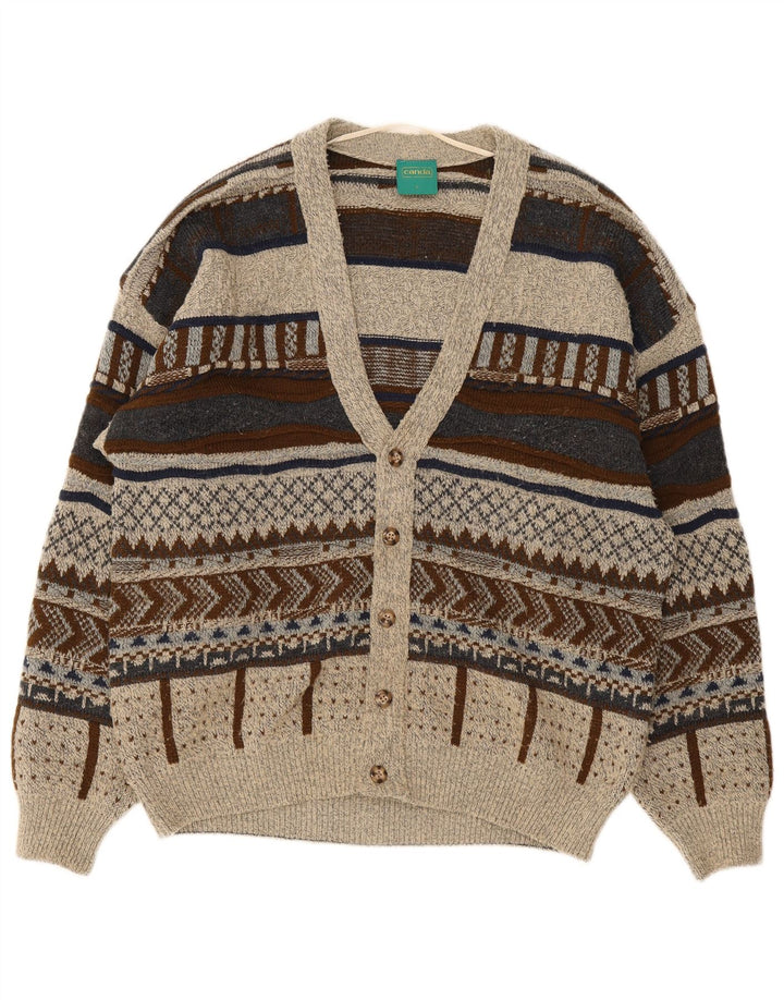 Canada Herre Cardigan Sweater Stor Grå Geometrisk Akryl