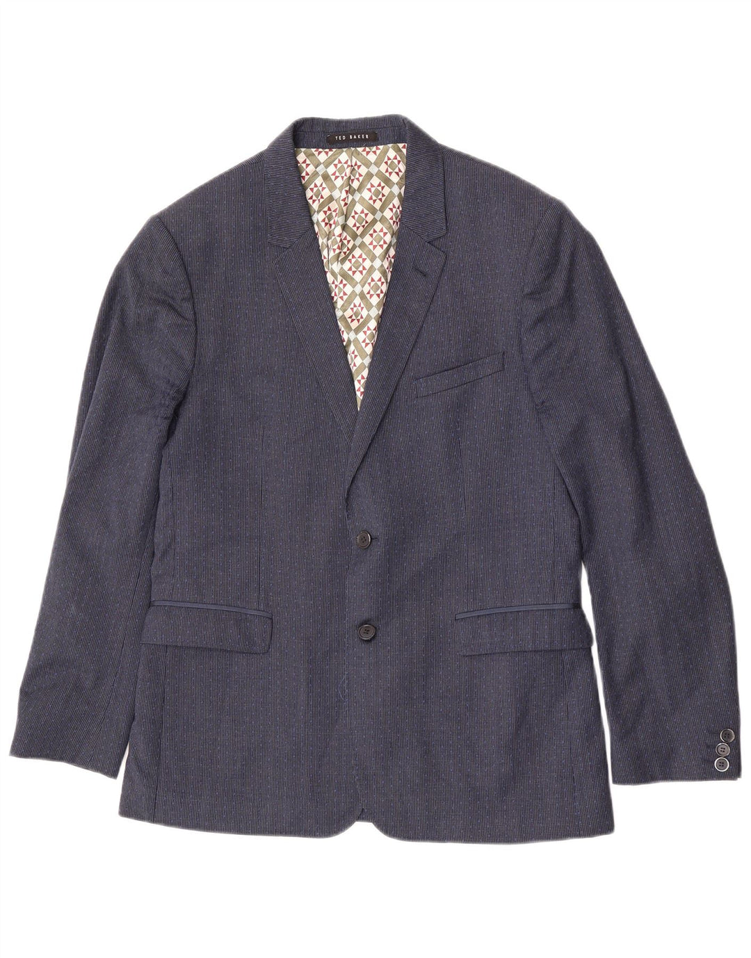 Ted Baker Herre 2-knaps blazerjakke UK 42 XL Marineblå Houndstooth Uld