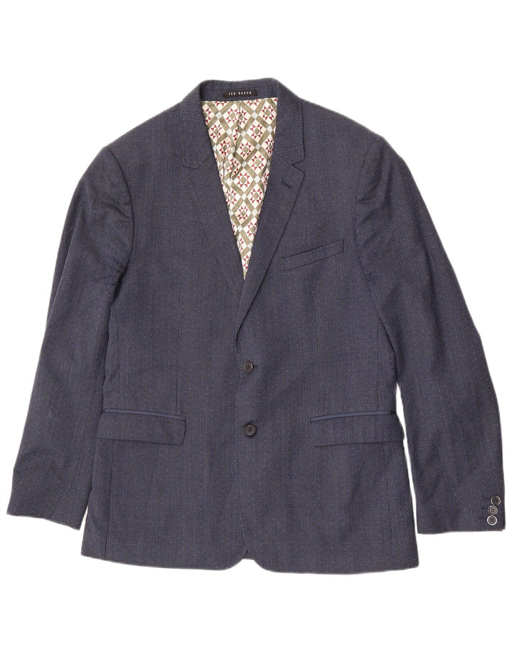 Ted Baker Herre 2-knaps blazerjakke UK 42 XL Marineblå Houndstooth Uld