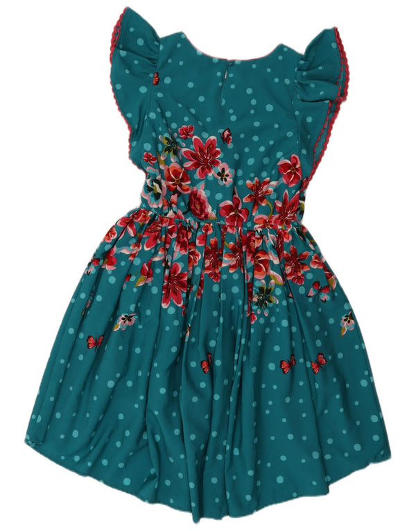 Monsoon Girls A-Line Dress 12-13 Years Blue Floral Polyester