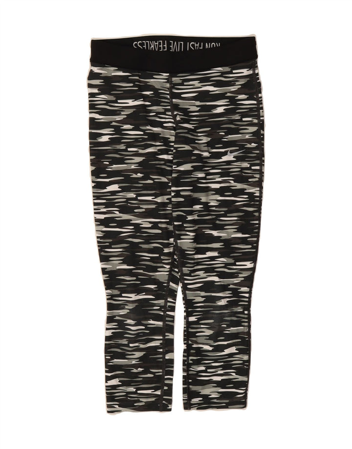 NIKE Womens Dri Fit Capri Leggings UK 10 Small  Black Camouflage Polyester Vintage Nike and Second-Hand Nike from Messina Hembry 