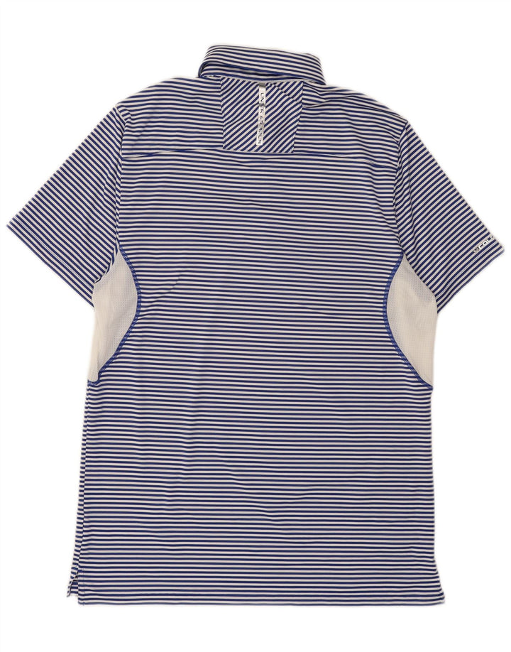 Under Armour Mens Heat Gear Polo Shirt Medium Blue Pinstripe Polyester