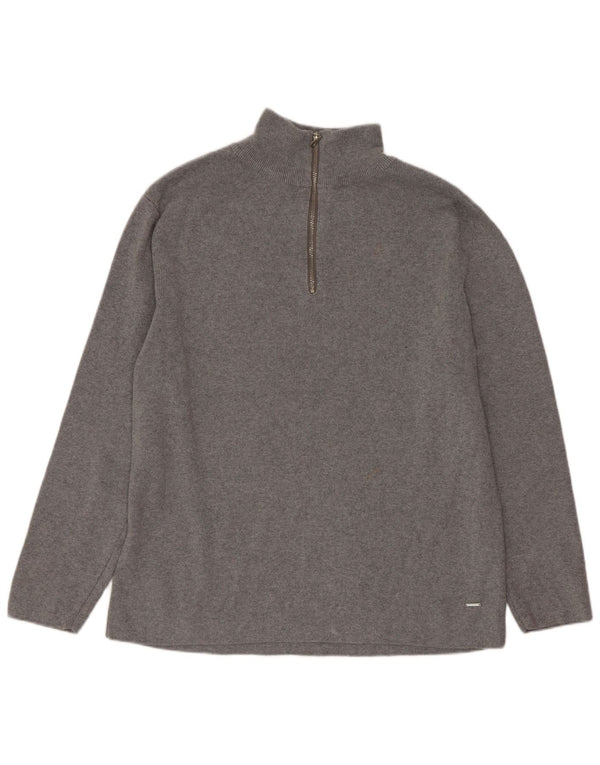 Zara Boys 1/4 Zip Top Long Sleeve 13-14 Years Grey Cotton