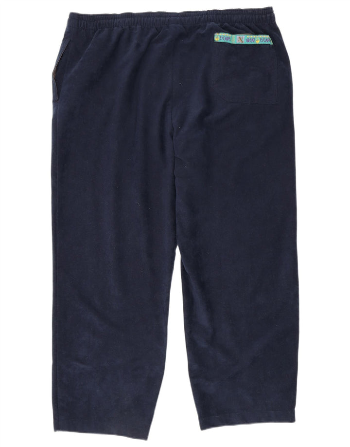 Great Escapes Mens Velour Tracksuit Trousers XL Navy Blue Polyester