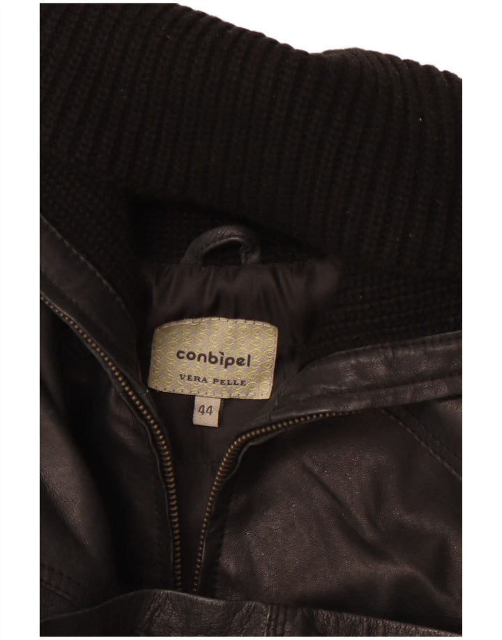 CONBIPEL Damen Ledermantel IT 44 Mittelschwarzes Leder