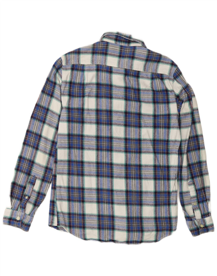 Jack Wills Mens Flannel Shirt Small Navy Blue Plaid Cotton