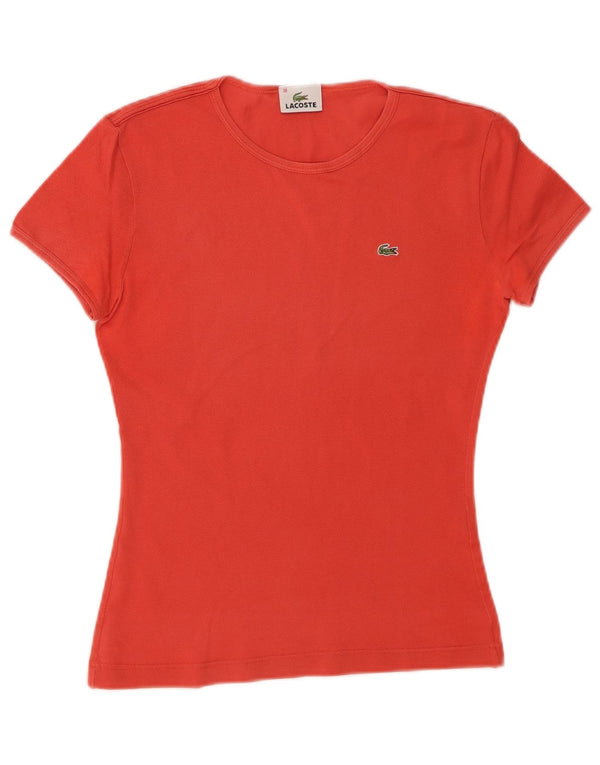 Lacoste Womens T-Shirt Top Size 38 Medium Orange Cotton