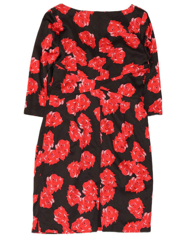 Γυναικείο φόρεμα Coast 3/4 με μανίκια UK 16 Large Black Floral Silk