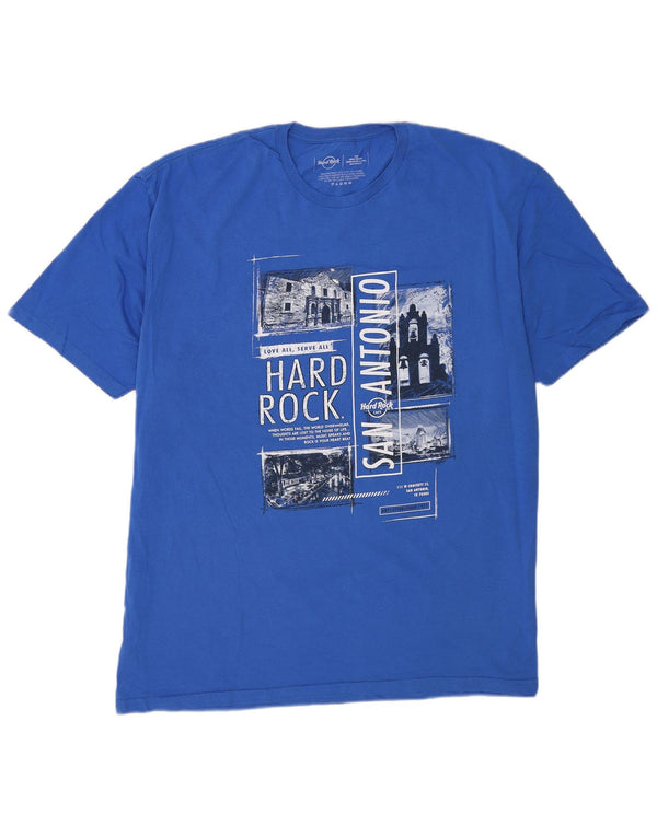 Hard Rock Cafe Mens San Antonio Graphic T-Shirt Top 2XL Blue Cotton