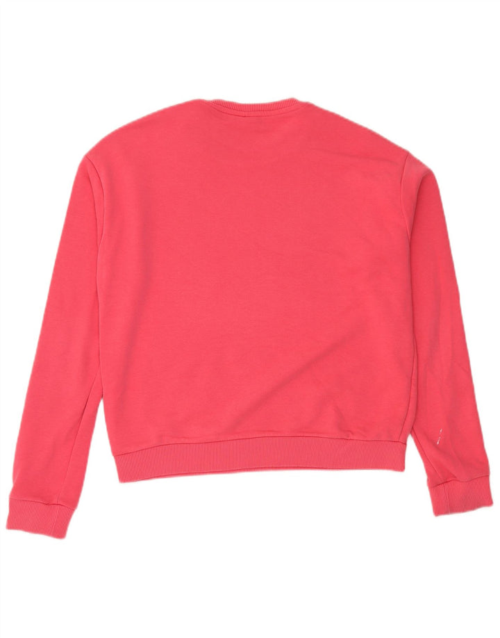 Fila Womens Graphic Sweatshirt Jumper UK 14 Medium Pink Colourblock