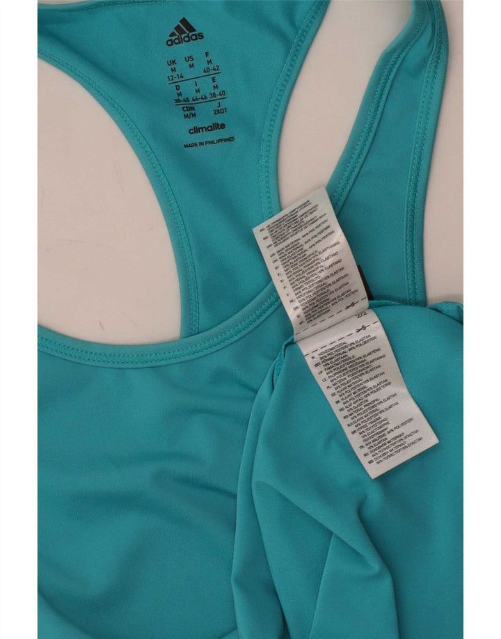 Adidas Dame Climalite Vest Top UK 12/14 Medium Blue Polyester
