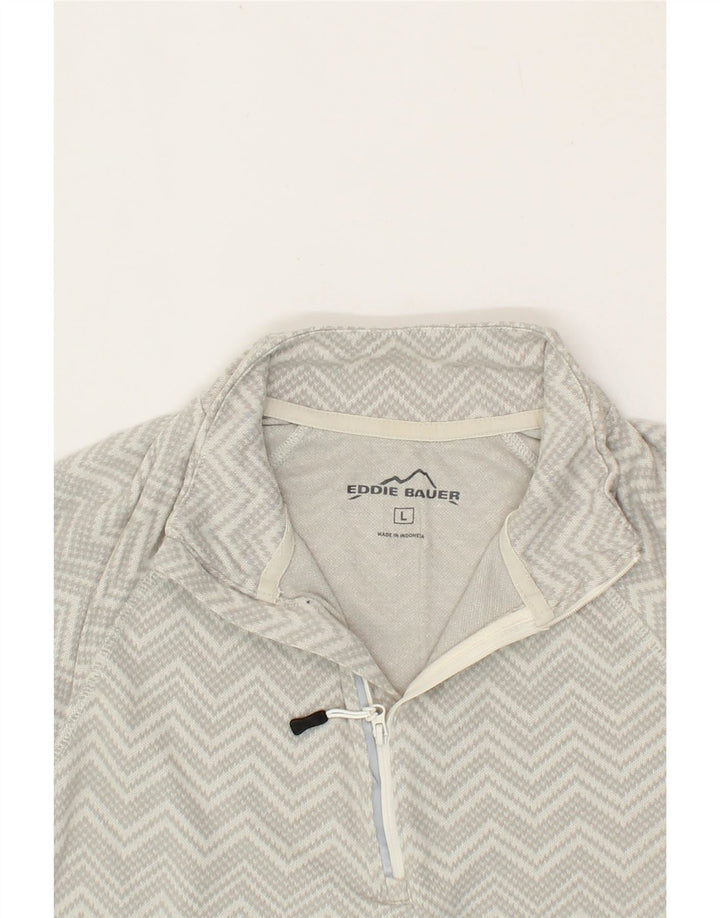 EDDIE BAUER Womens Zip Neck Pullover Tracksuit Top UK 14 Large Grey Vintage Eddie Bauer and Second-Hand Eddie Bauer from Messina Hembry 