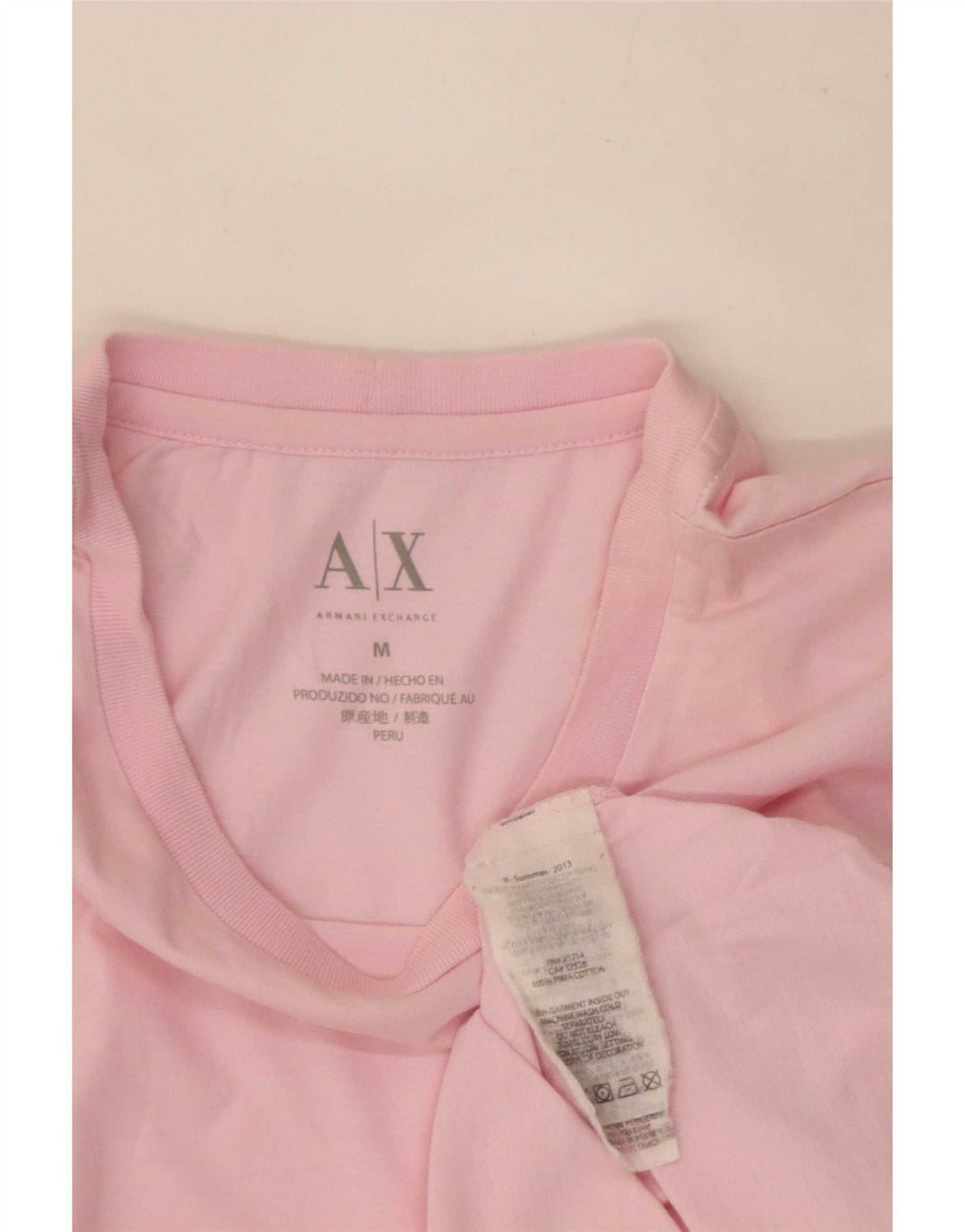 Armani Exchange Mens T-Shirt Top Medium Pink Cotton