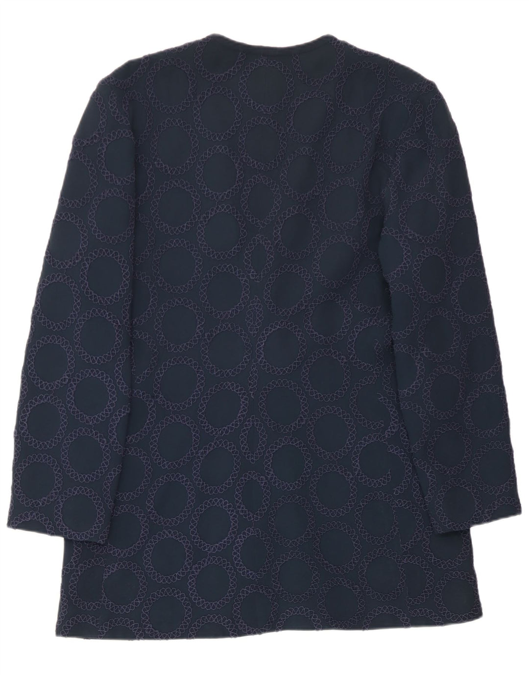 Gai Mattiolo Womens Front Tie Blazer Jacket IT 50 XL Navy Blue Geometric