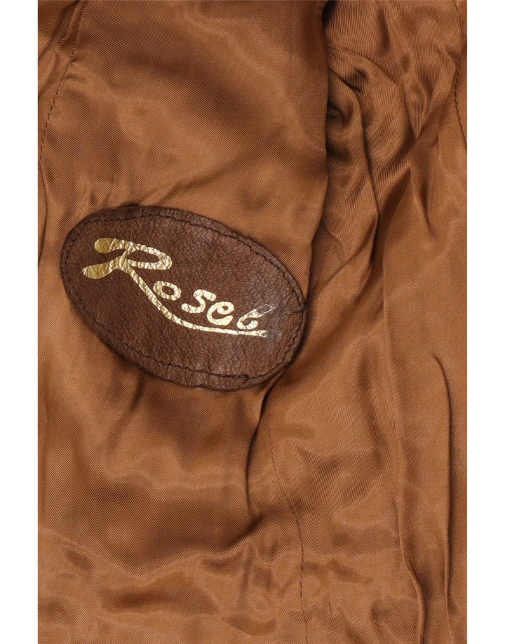 Vintage Womens 3 Button Suede Blazer Jacket IT 46 Large Brown Leather