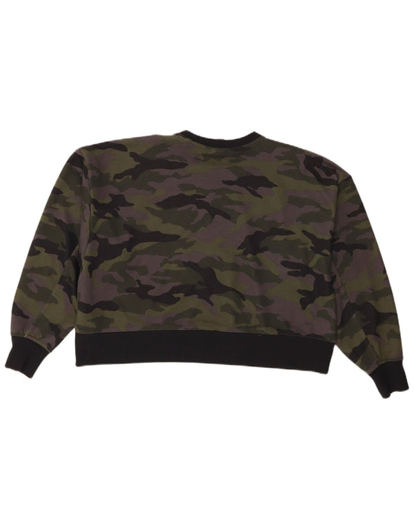 Felpa da donna Nike Dri Fit Crop Crop Jumper UK 14 Medium Khaki Camouflage