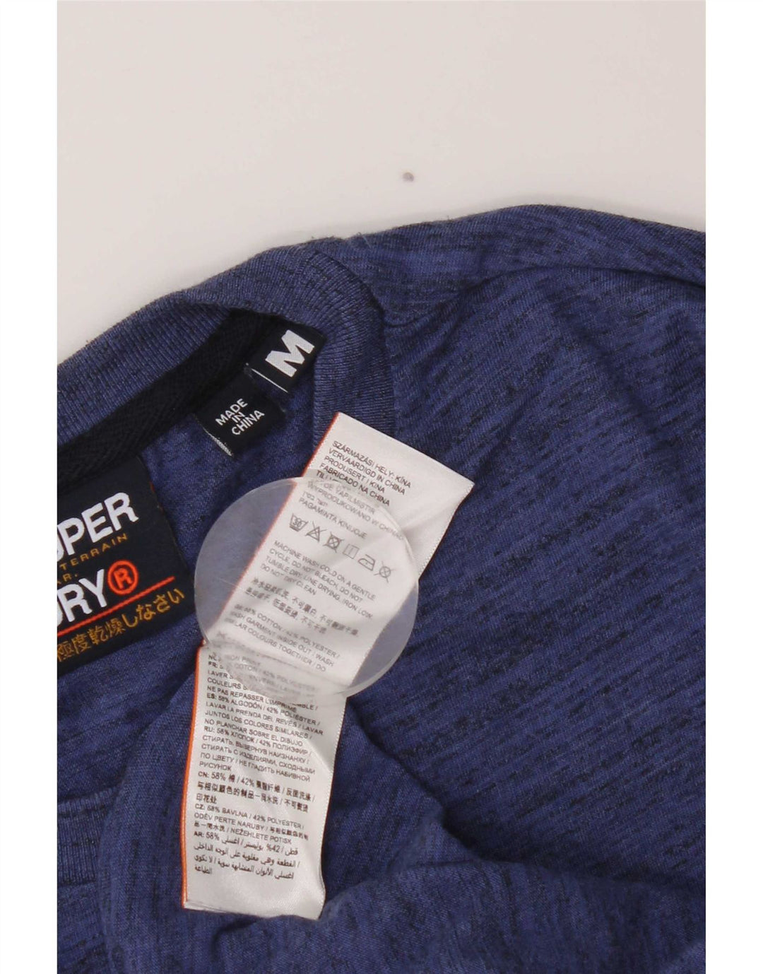 Superdry Mens Regular Graphic T-Shirt Top Medium Blue Flecked Cotton