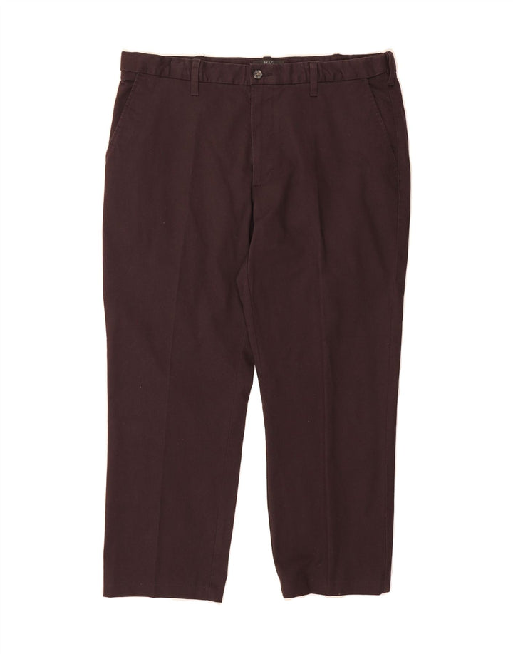 MARKS & SPENCER Mens Regular Straight Chino Trousers W38 L26 Purple Cotton Vintage Marks & Spencer and Second-Hand Marks & Spencer from Messina Hembry 