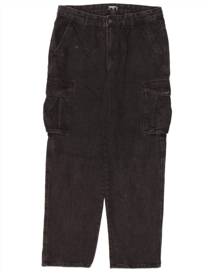 Kiabi Herre Cargo Straight Jeans IT 50 Large W34 L31 Sort