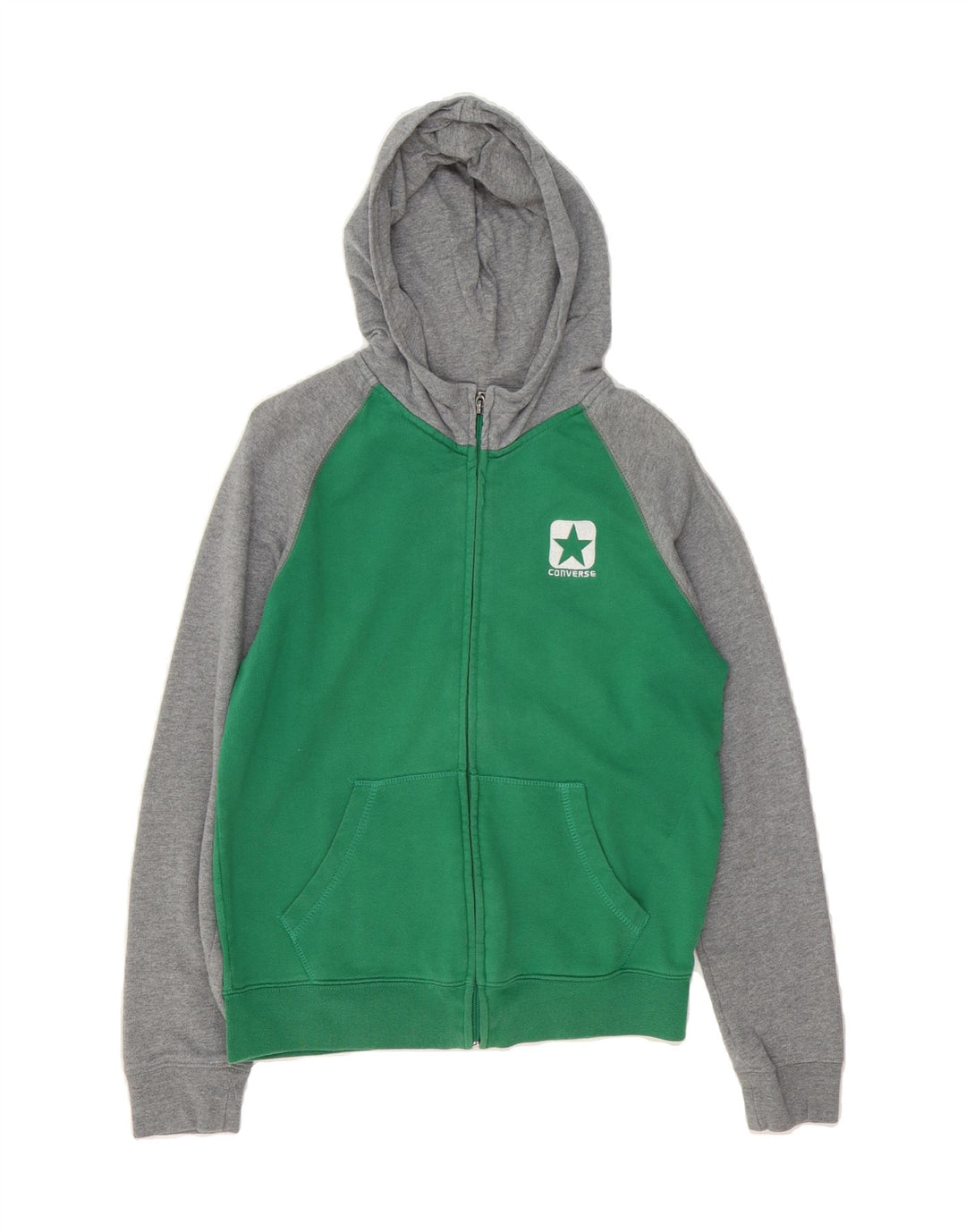CONVERSE Boys Zip Hoodie Sweater 13-14 Years Green Colourblock Cotton Vintage Converse and Second-Hand Converse from Messina Hembry 