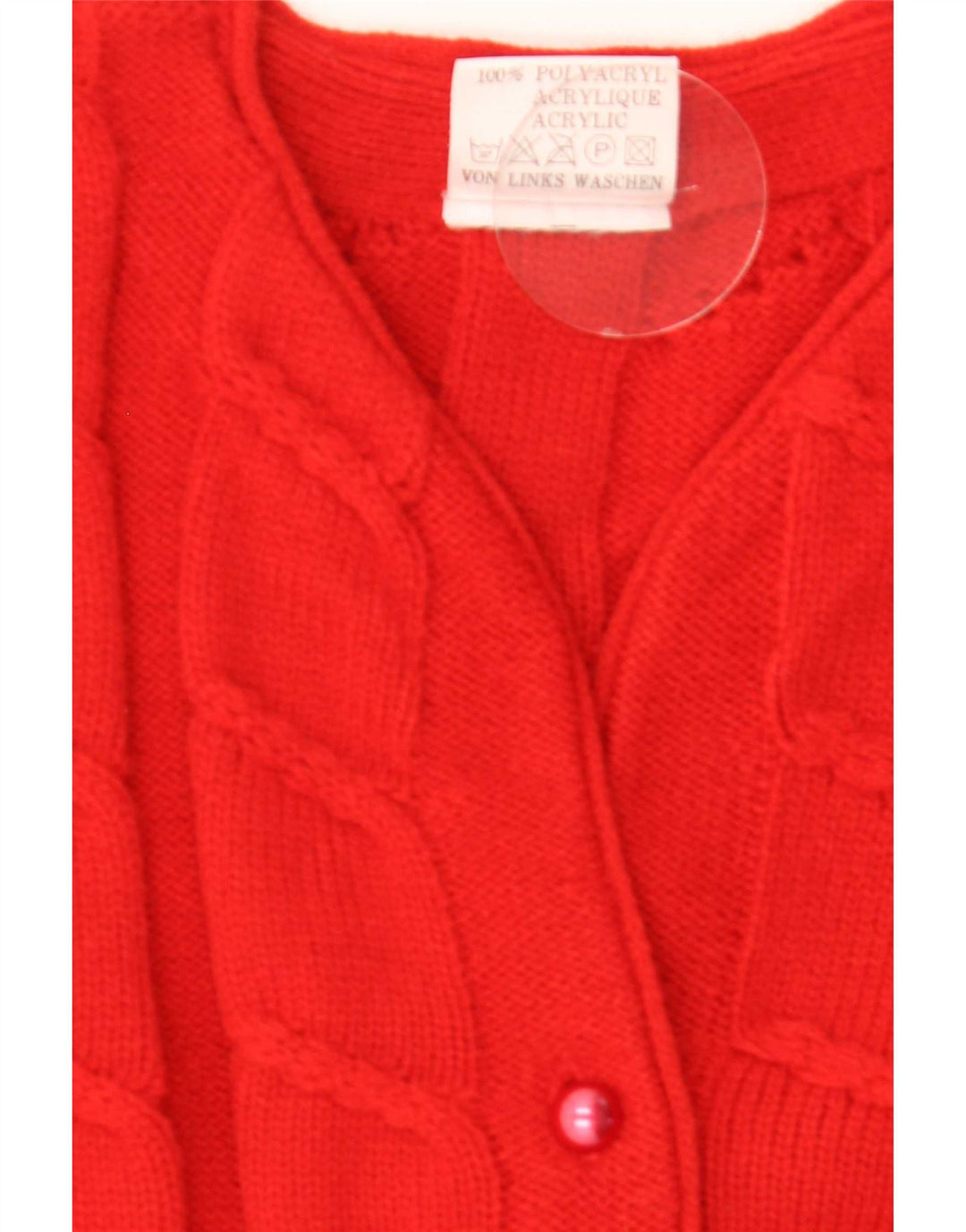 Vintage Womens Cardigan Sweater UK 14/16 Medium Red Polyacrylic