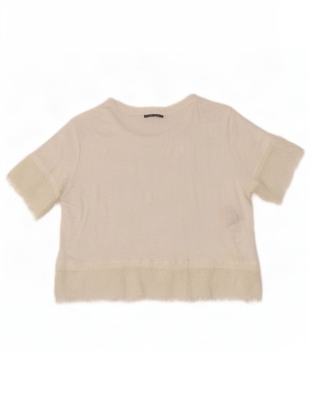 Bluză Crop Top pentru femei Zara UK 12, in alb mediu