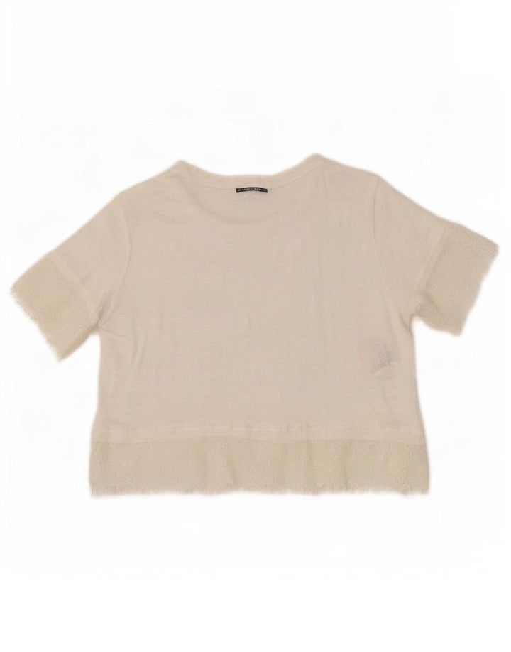 Bluză Crop Top pentru femei Zara UK 12, in alb mediu