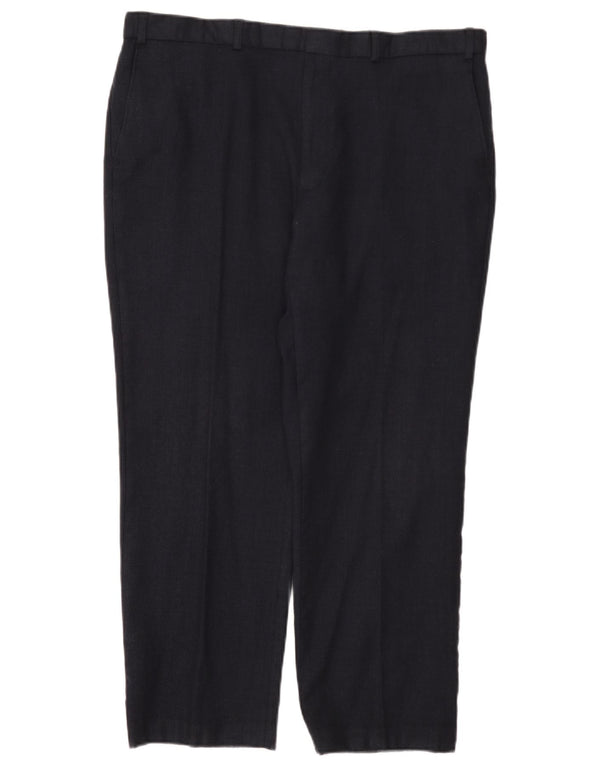 Marks & Spencer Mens Straight Suit Trousers W40 L29 Navy Blue Wool