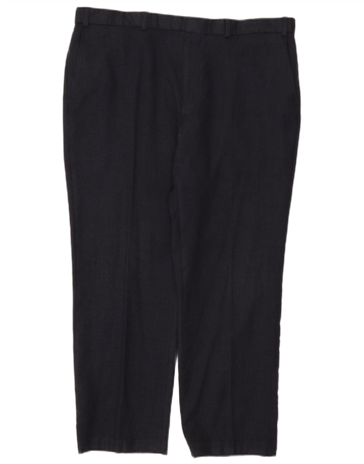 Pantaloni da abito dritti da uomo Marks & Spencer W40 L29 lana blu navy