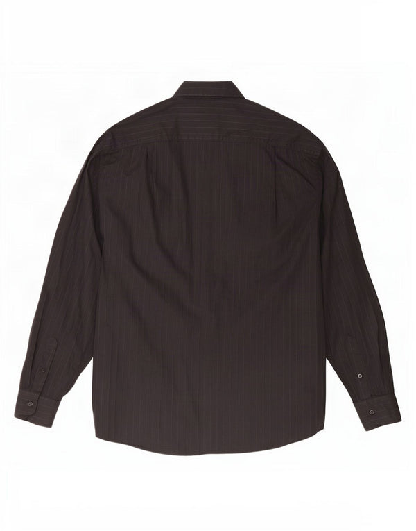 Roccobarocco Camisa transparente para hombre Talla 43 17 XL Algodón gris a rayas