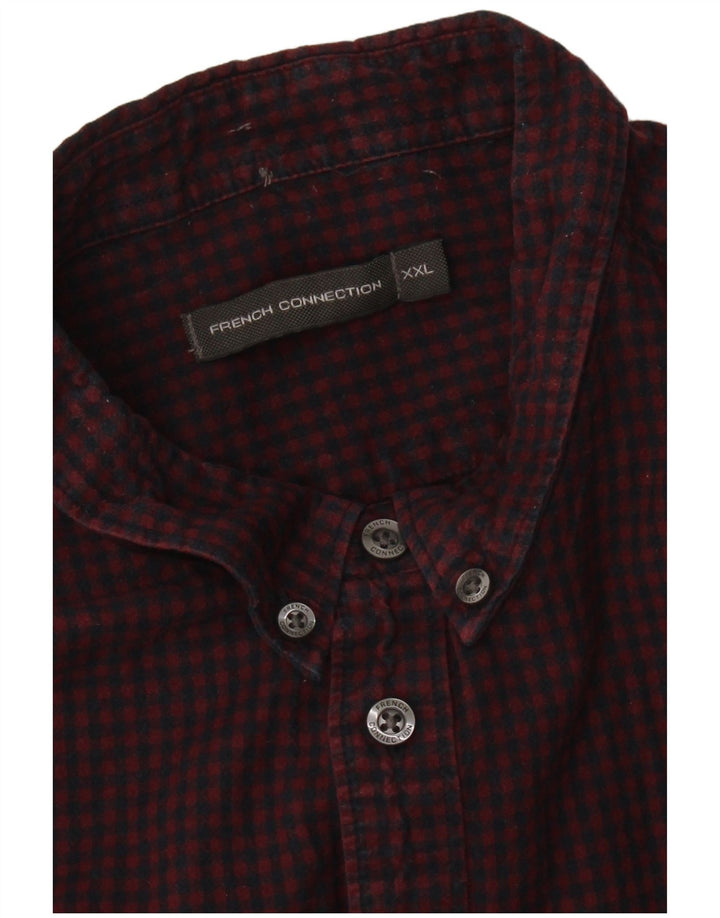 FRANSK FORBINDELSE Herre Flanelskjorte 2XL Burgund Ternet
