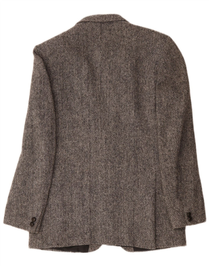 Męska marynarka zapinana na 2 guziki Harris Tweed UK 40, duża, szara wełna