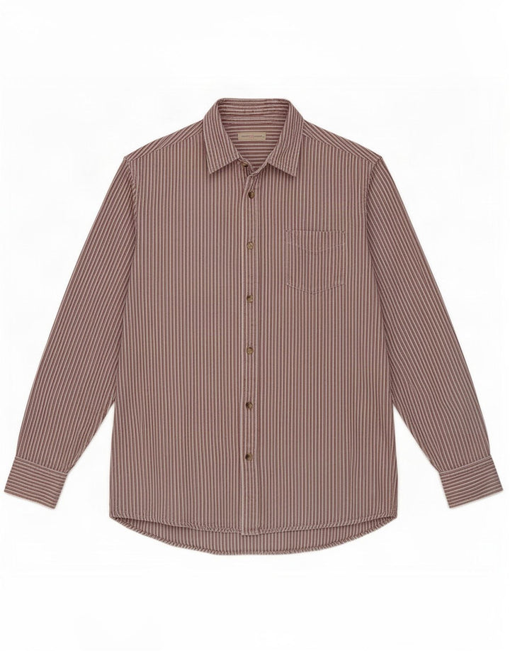 Wrangler Mens Shirt Medium Red Pinstripe Cotton