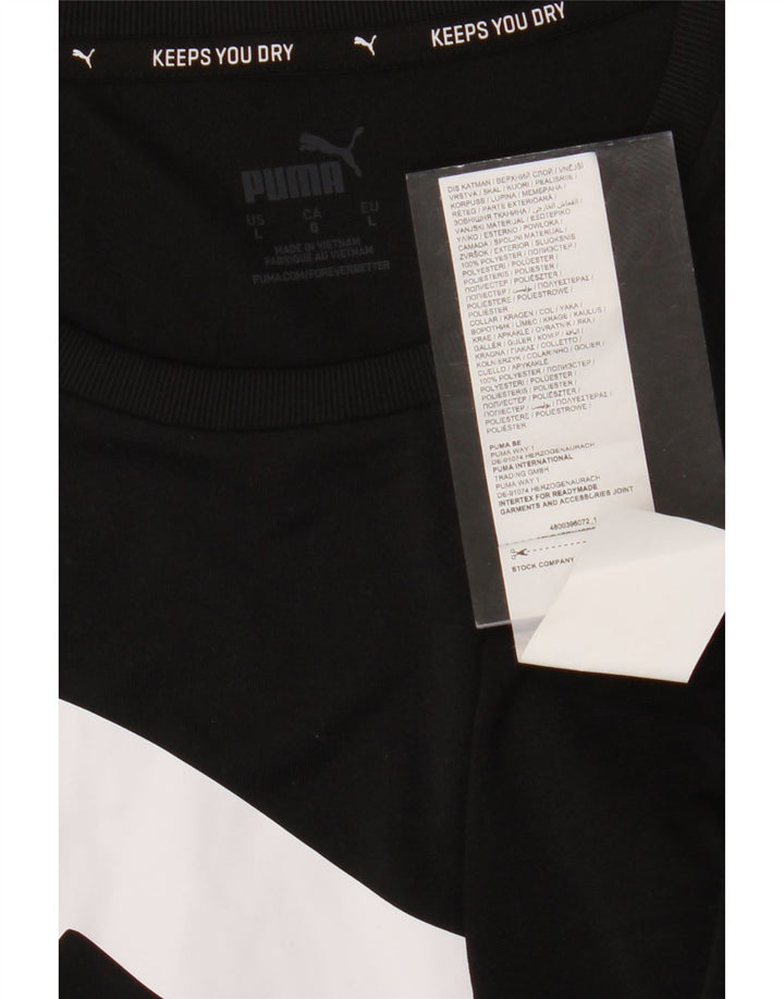PUMA Mens Graphic T-Shirt Top Large Black Polyester Vintage Puma and Second-Hand Puma from Messina Hembry 