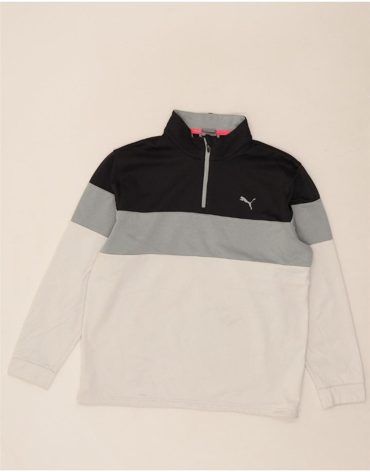 PUMA Mens Zip Neck Pullover Tracksuit Top XL White Colourblock Sports Vintage Puma and Second-Hand Puma from Messina Hembry 