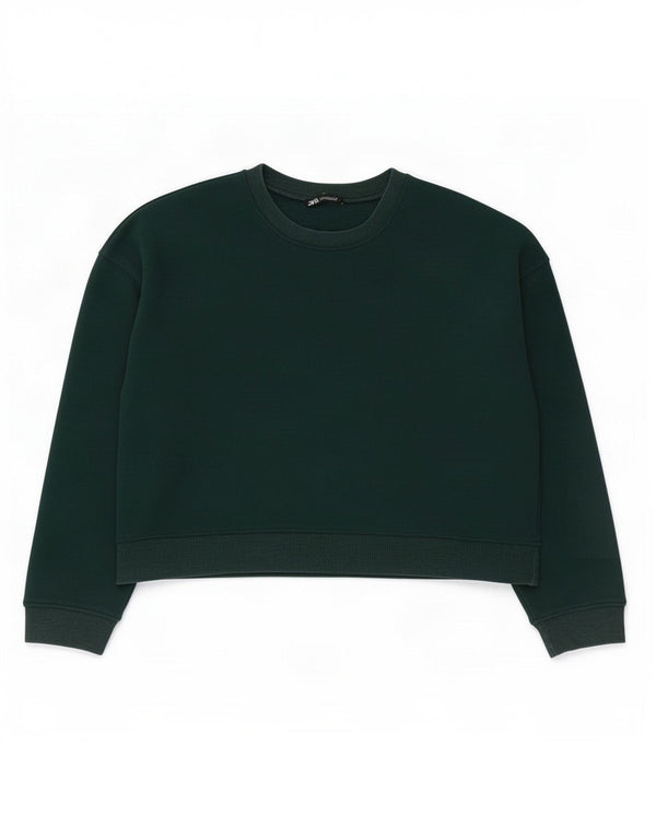 Bluza damska Zara Crop Sweter UK 16, duża, zielona bawełna