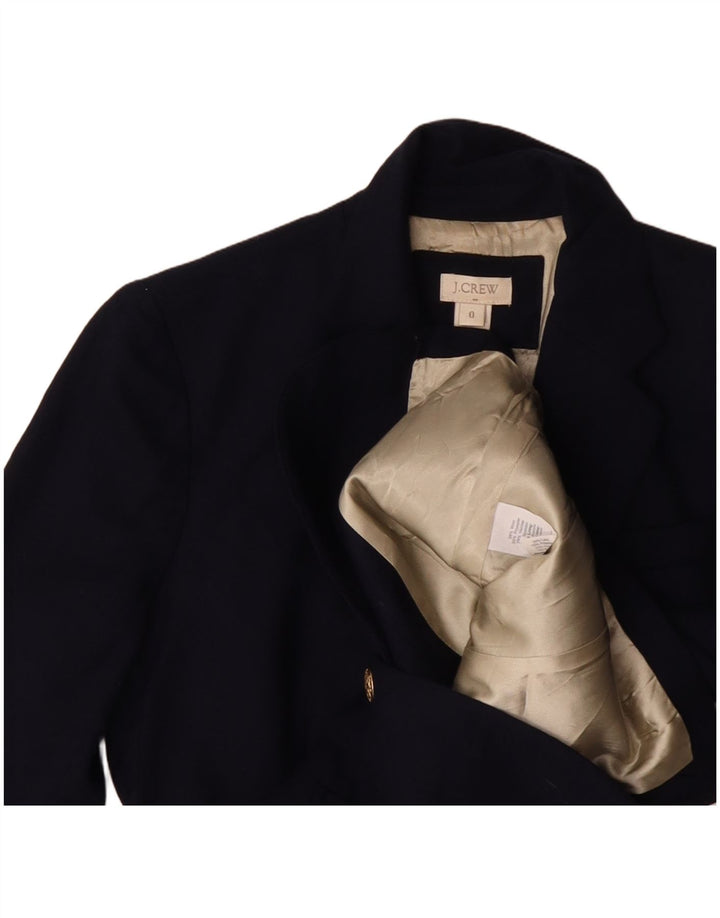 J. CREW Womens 2 Button Blazer Jacket US 0 XS Navy Blue Wool