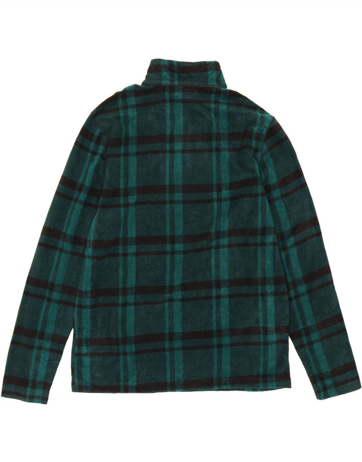 CHAPS Mens Zip Neck Fleece Jumper Medium Green Check Polyester Vintage Chaps and Second-Hand Chaps from Messina Hembry 
