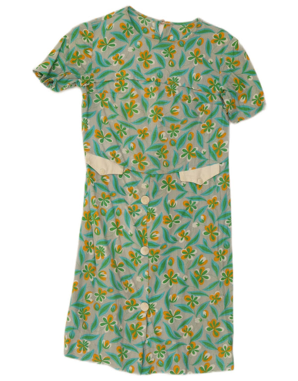 Vintage Womens Shift Dress UK 10 Small Green Floral
