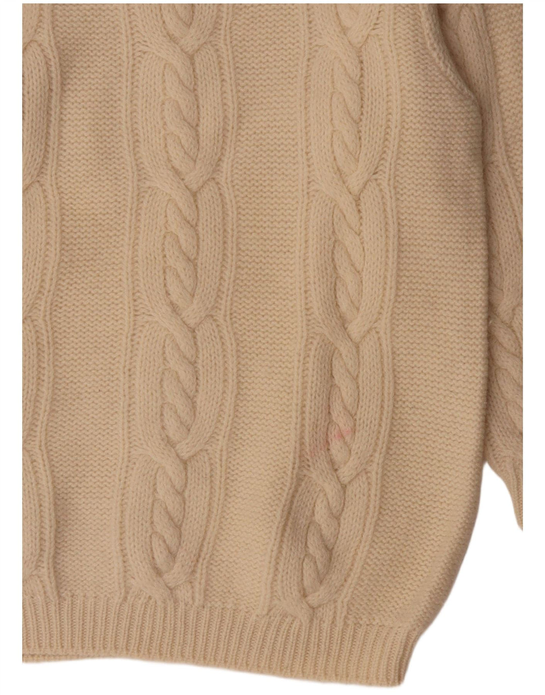 Benetton Damen-Pullover mit Rollkragen, UK-Gr. 44, Größe L, cremefarbene Wolle