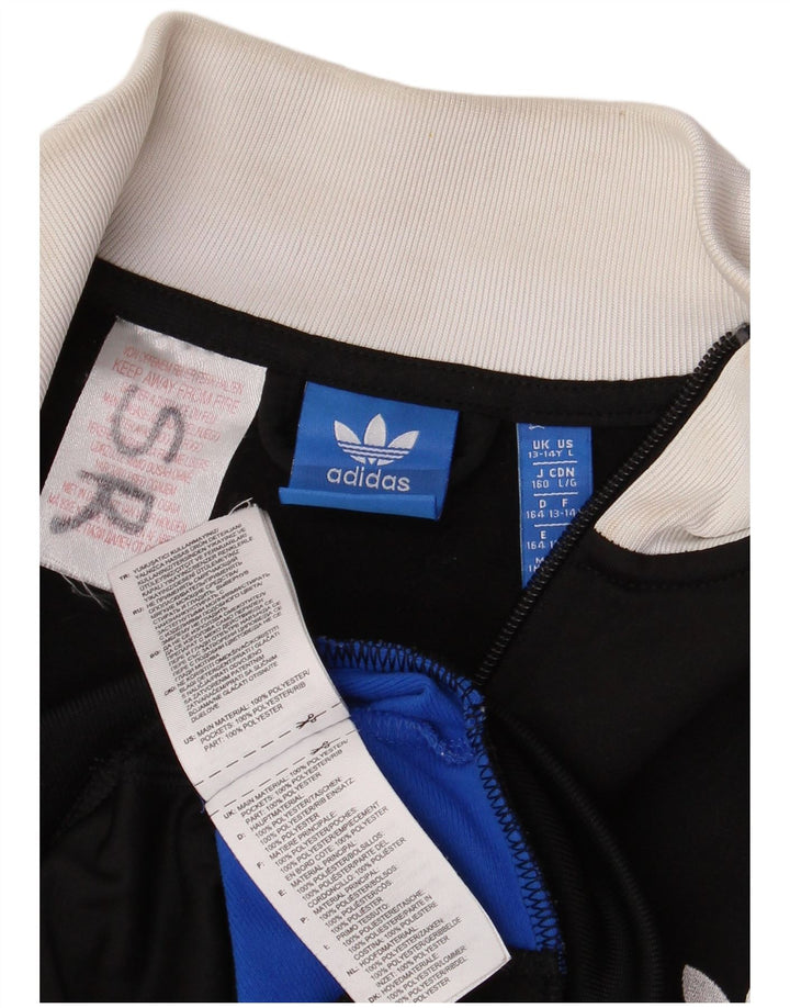 ADIDAS Jungen-Trainingsanzug-Top-Jacke, 13–14 Jahre, schwarzes Colourblock-Polyester