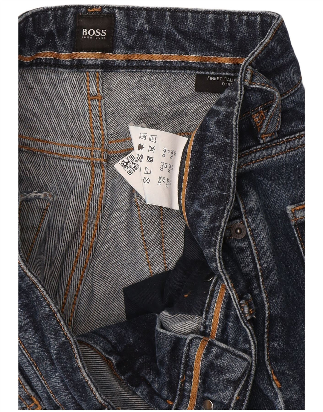 Jeans dritti slim da uomo Hugo Boss W30 L32 Blu Navy