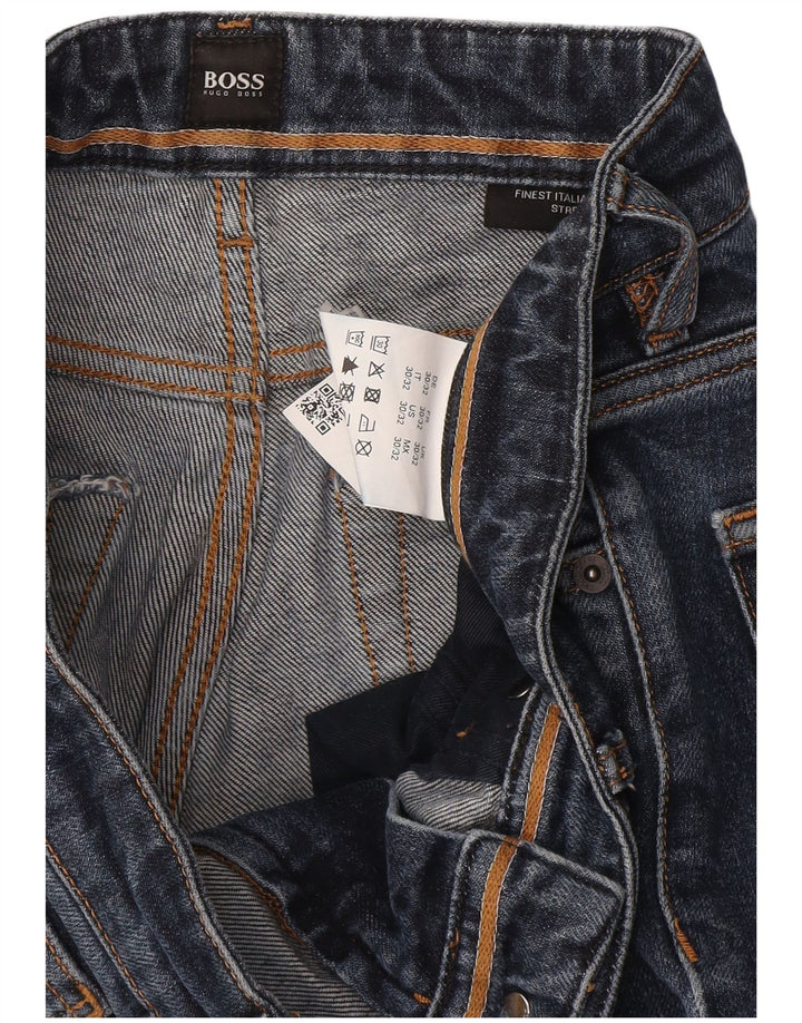 Jeans dritti slim da uomo Hugo Boss W30 L32 Blu Navy