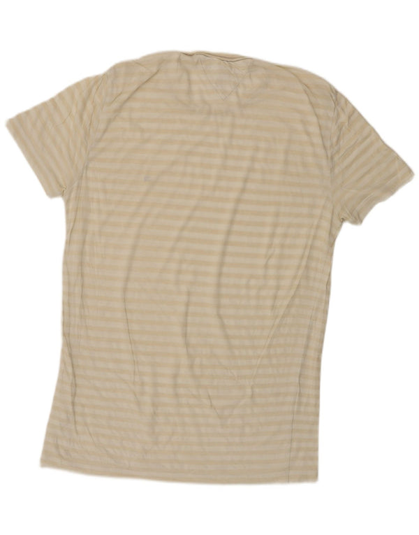 Tommy Hilfiger Mens Slim Fit T-Shirt Top XL Beige Striped Cotton